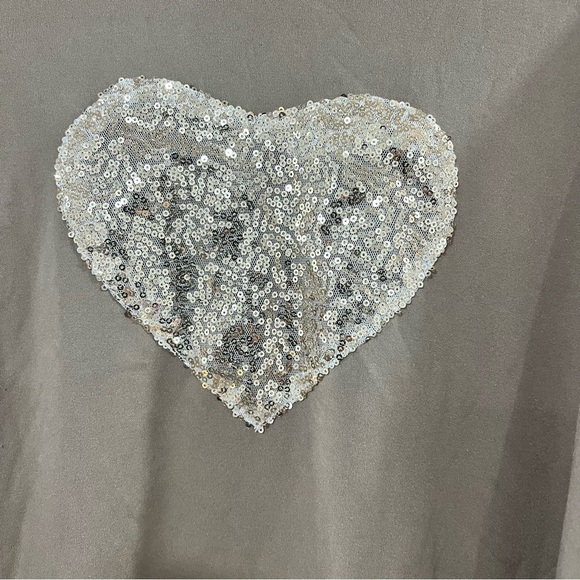 Sequin Heart Long Sleeve Top with Matching Joggers - Taupe - Picture 4 of 13